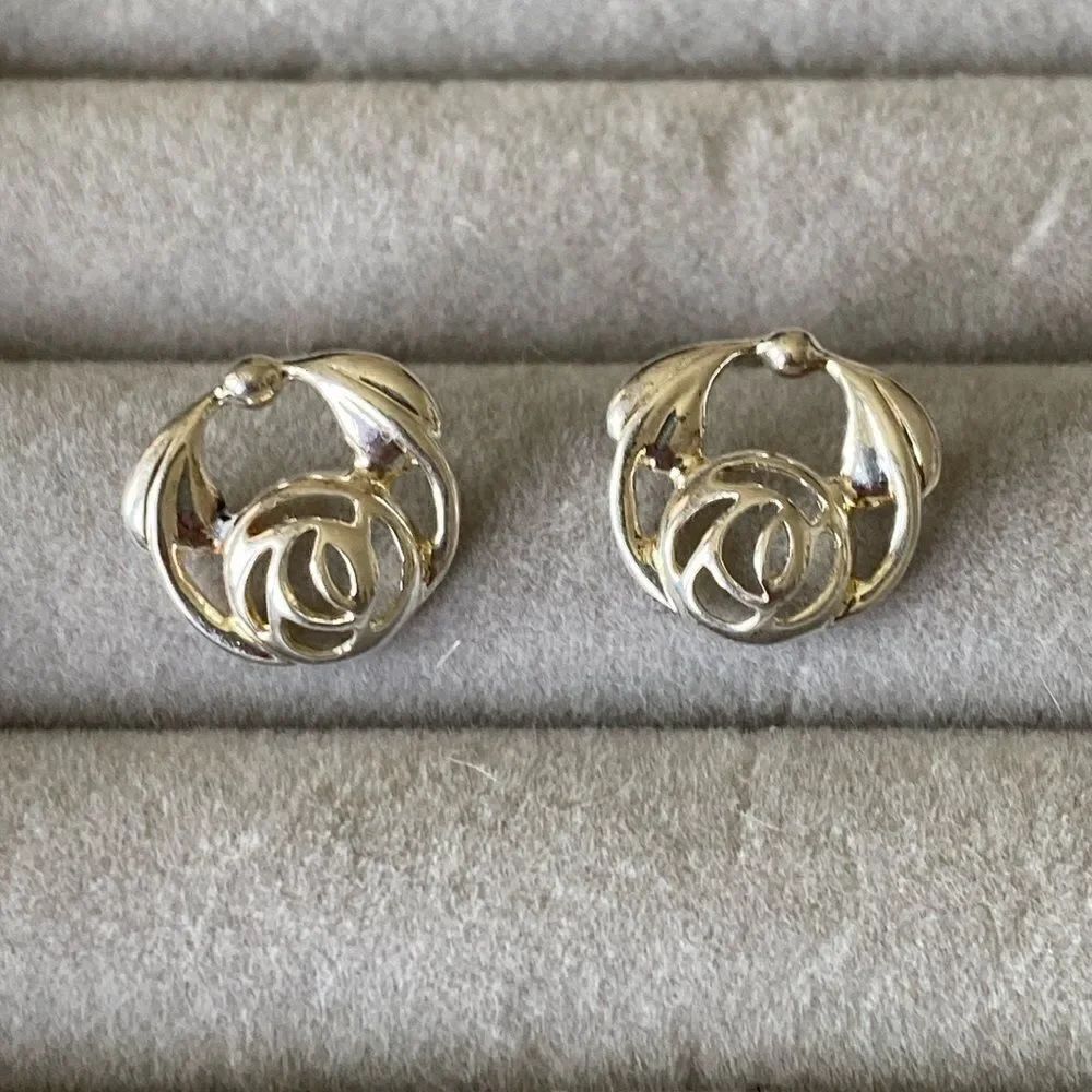 Sterling silver abstract rose earrings